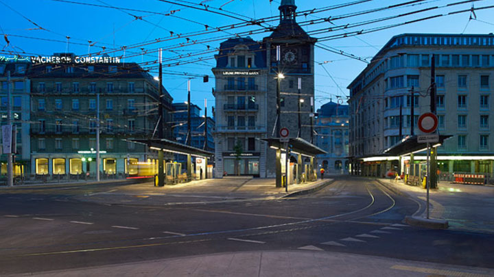 Plac w Genewie z oświetleniem Philips Lighting 