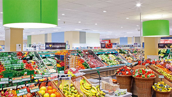Lampy LED marki Philips wyposażone w optykę PerfectAccent tworzą doskonały nastrój w supermarkecie Edeka