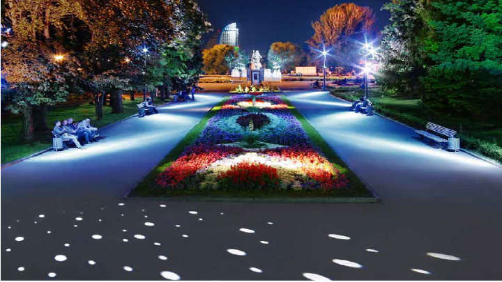 Park z pięknym oświetleniem Philips Lighting