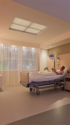 Oświetlenie Healwell zapewnia zupełnie inną atmosferę w sali dla pacjentów